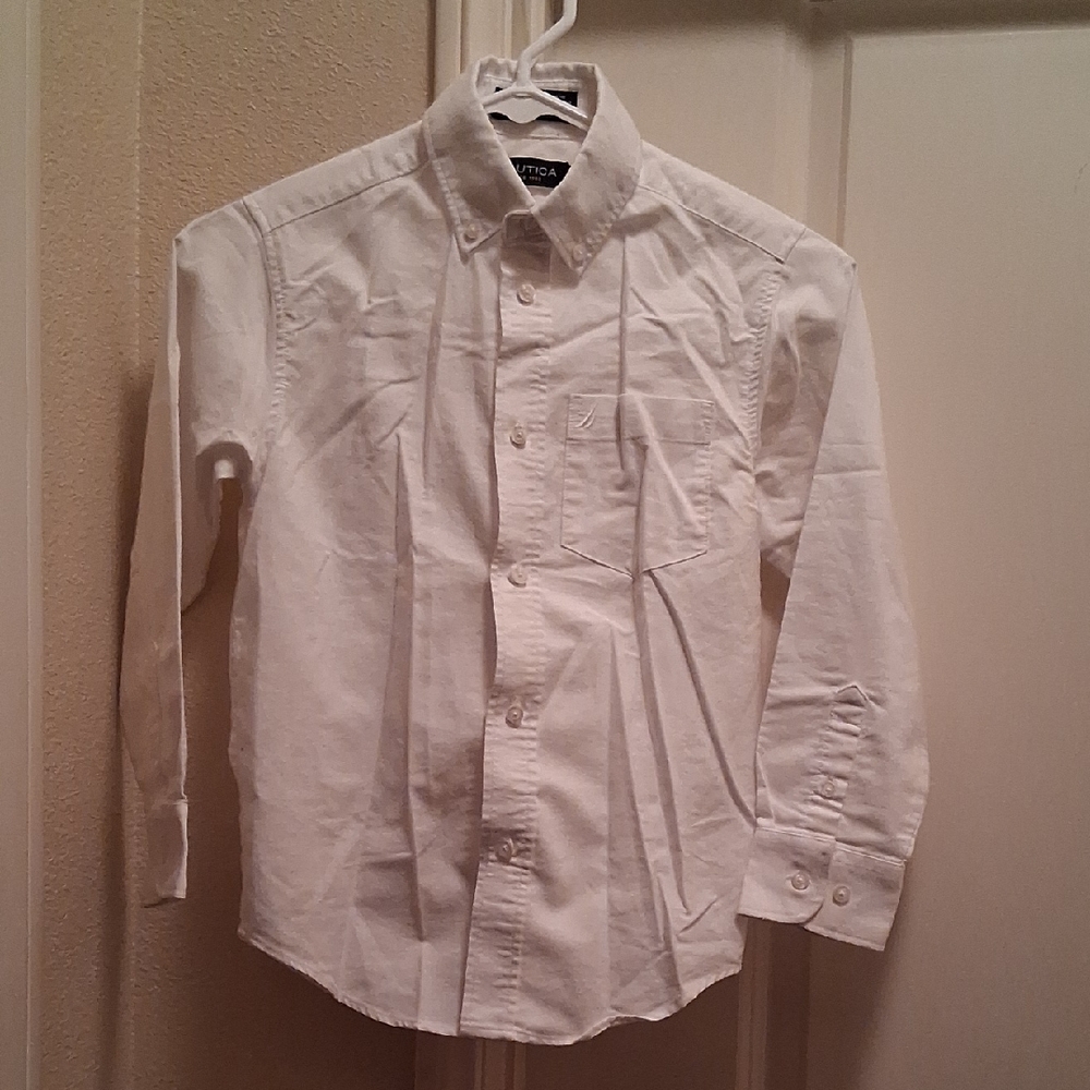 Nautica White Button Down Shirt Long Sleeve Cotton